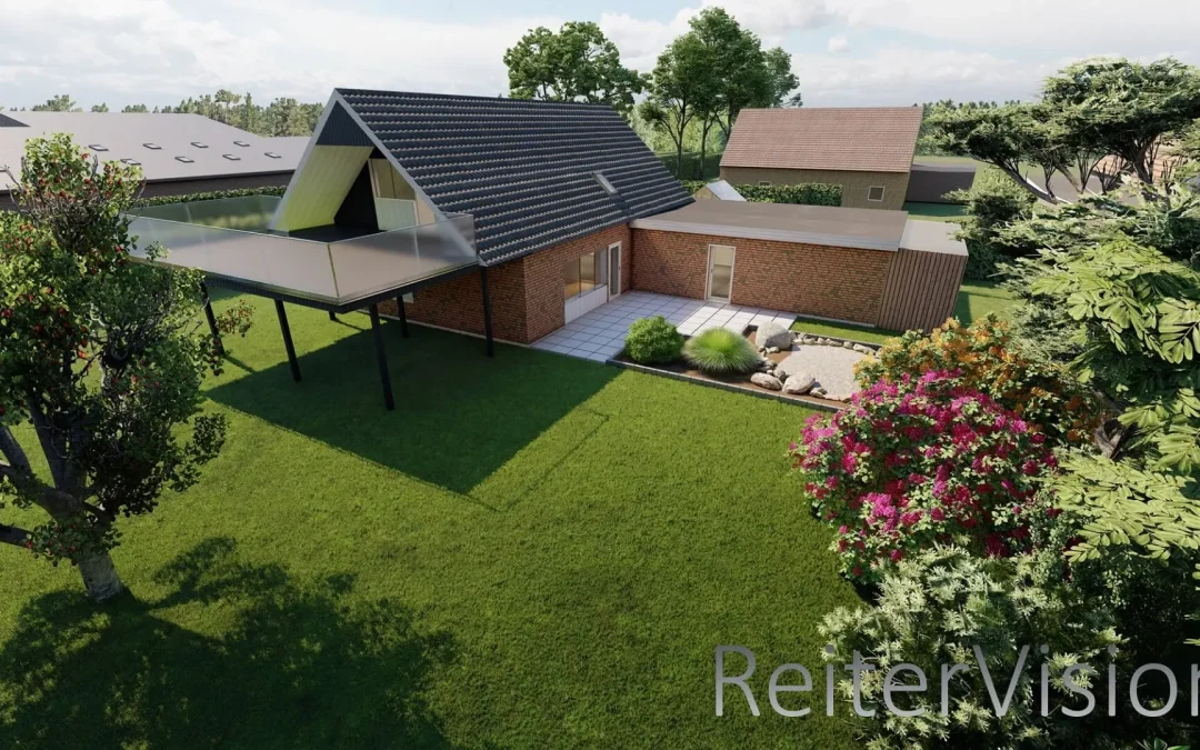 1½-plans villa med altan og have