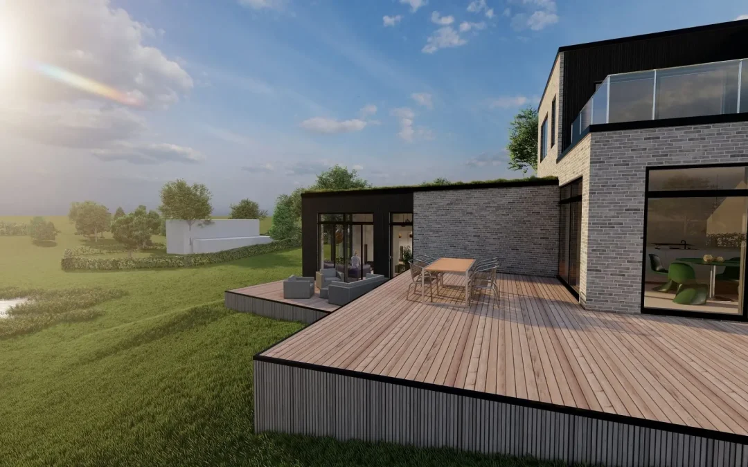 Forskudt 2-plans funkisvilla med terrasse