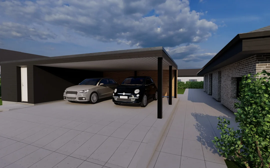 Stilren carport med skur